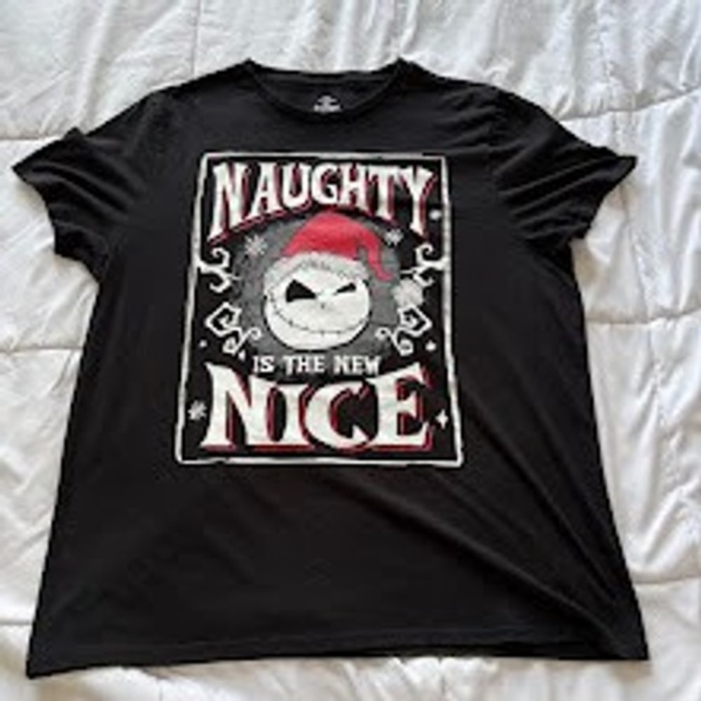 Disney Nightmare Before Christmas Jack Skellington Naughty Nice Shirt Mens 2XL